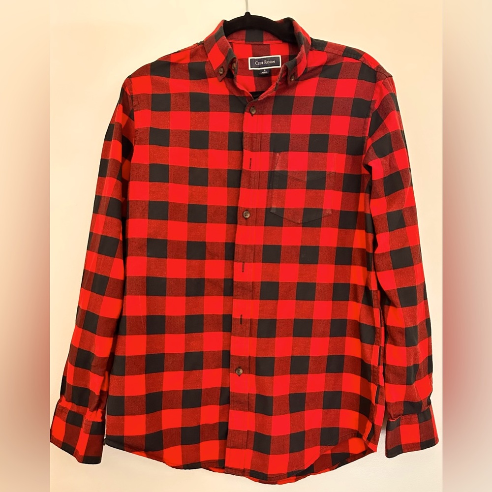 Red and Black Plaid Flannel Shirt